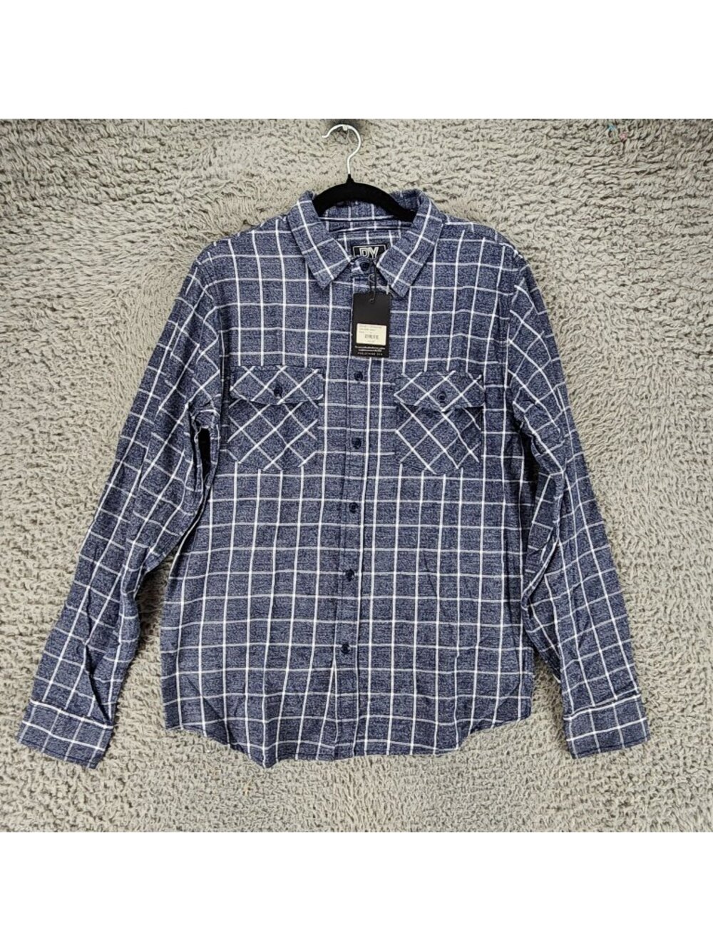 PX Shirt Mens Medium Blue Plaid Flannel Long Sleeve Button Up *NWT*